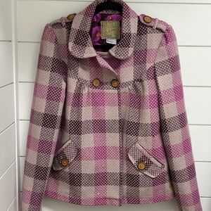 Billabong Waist Cut Plaid Coat Size Medium